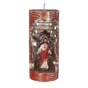 Sagrado Coração de Jesus na Vela Gruta cor: Vermelho e Dourado