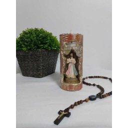 Jesus Misericordioso na Vela Gruta cor: Vermelho com Dourado - 2
