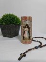 Ver imagem 2 de Jesus Misericordioso na Vela Gruta cor: Vermelho com Dourado