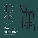 Ver imagem 4 de Kit 3 Banquetas para Balcão Bancada Cozinha Bistrô Ilhas Gourmet Bares Banco Flórida Preta