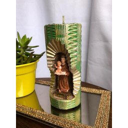 Santo Antônio na Vela Gruta cor: Verde e Dourado - 2