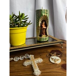 Santo Antônio na Vela Gruta cor: Verde e Dourado - 4