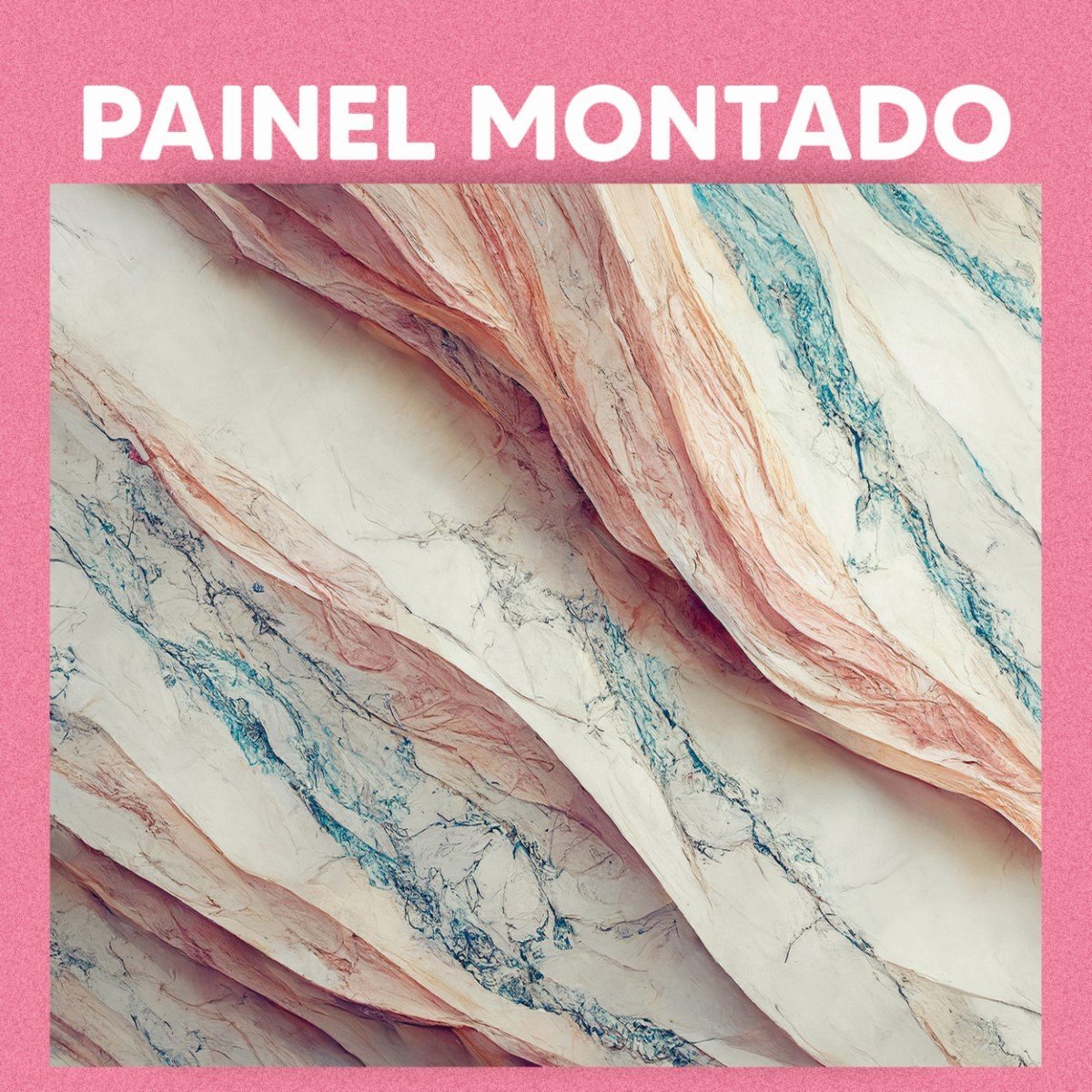 Papel de Parede Painel 3D Mármore Branco Azul e Rosa Revestimento 2,5M Pedra Requinte Auto Colante - 2