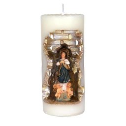 N.Sra Da Imaculada Conceição Na Vela Gruta Cor: Branco Com Dourado - 1