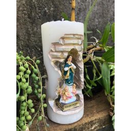 N.Sra Da Imaculada Conceição Na Vela Gruta Cor: Branco Com Dourado - 2