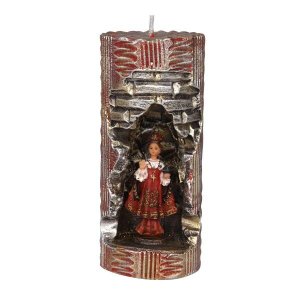 Menino Jesus De Praga Na Vela Gruta Cor: Vermelho E Dourado