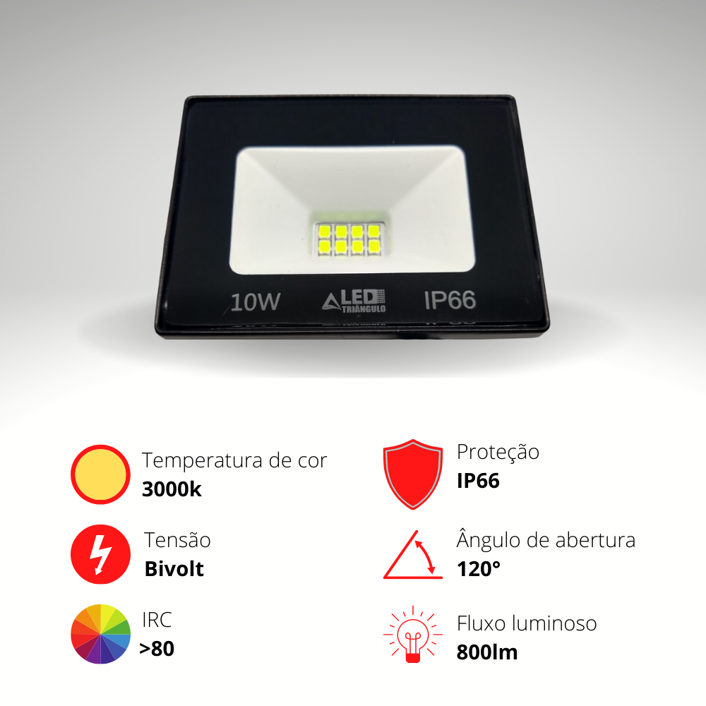 Refletor Led Holofote 10W Bivolt IP66 Amarelo Prova D'agua - 7