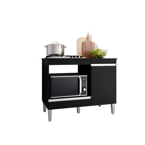 Balcão Cooktop para Cozinha Carla Preto sem Tampo - Ajl