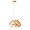 Ver imagem 1 de Pendente Java 40cm Madeira e Fibra de Bambu Natural Soquete E27 Design Rústico para Ambientes Intern