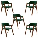 Ver imagem 1 de Kit 5 Cadeiras Sala de Jantar e Jogos Carteados Madeira Maciça Poker Veludo Verde/imbuia G42 - Gran