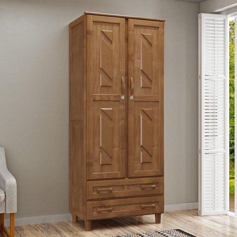 Guarda-roupa Multiuso 2 Portas 2 Gavetas Imbuia Grécia Madeira Pinus - Cavazotto