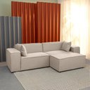 Ver imagem 1 de Conjunto Sofá 260cm e Puff 100cm Baobá CabeCasa MadeiraOriginals Bege Linho Avelã