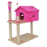 Casa para Gato Arranhador com Rede Rosa e Bege - 1