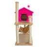 Casa para Gato Arranhador com Rede Rosa e Bege - 5