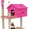 Casa para Gato Arranhador com Rede Rosa e Bege - 2