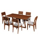 Ver imagem 2 de Conjunto Sala de Jantar Mesa 160cm com 6 Cadeiras 100% MDF Pinhão/Bege Claro