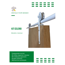 Kit p/ Porta Dupla Celeiro - Trilho Tubular 3,00 M- Branco - Al-Fer - 6