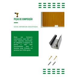 Kit p/ Porta Dupla Celeiro - Trilho Tubular 3,00 M- Branco - Al-Fer - 3