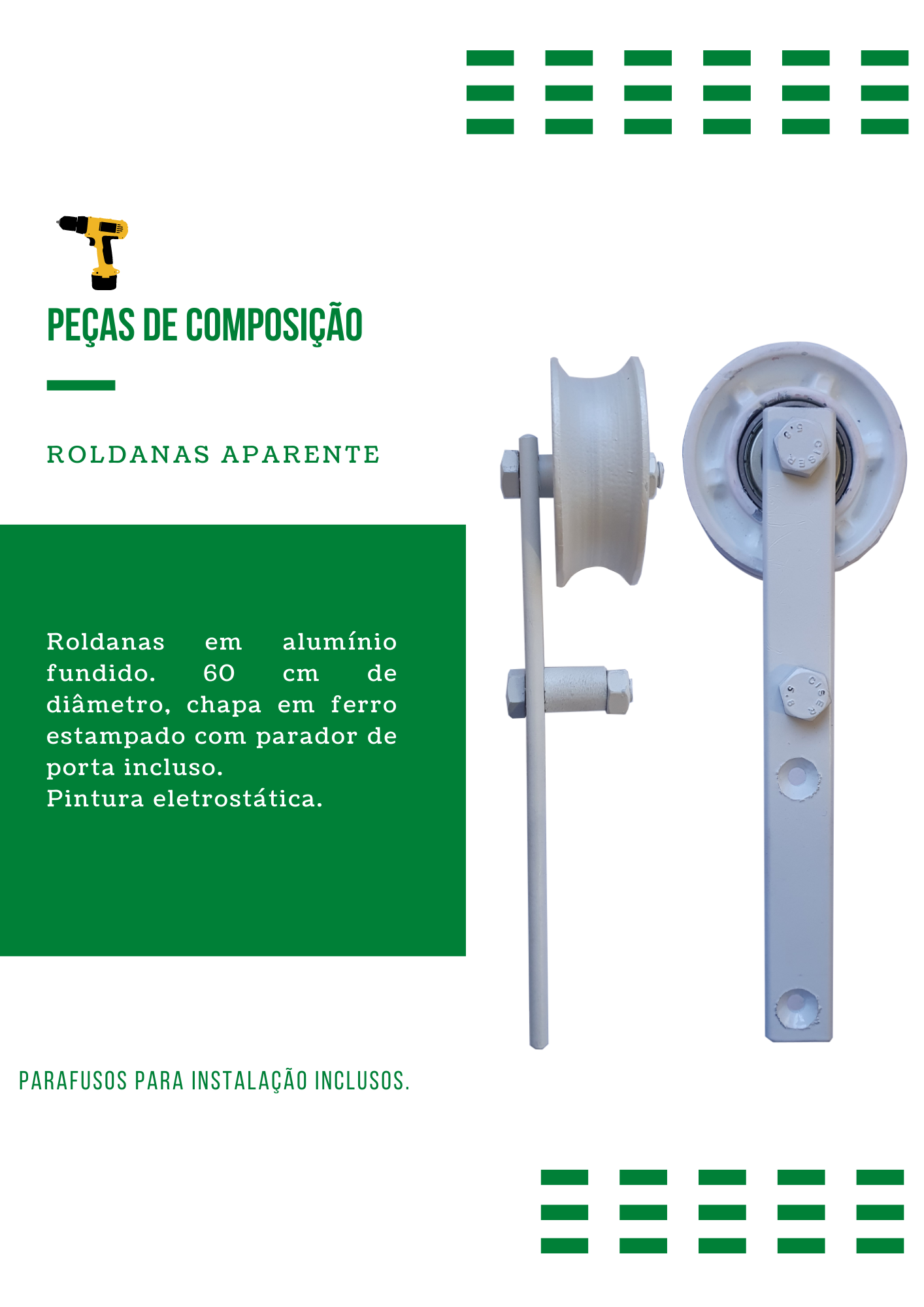 Kit p/ Porta Dupla Celeiro - Trilho Tubular 3,00 M- Branco - Al-Fer - 4