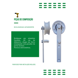 Kit p/ Porta Dupla Celeiro - Trilho Tubular 3,00 M- Branco - Al-Fer - 4