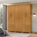 Ver imagem 1 de Guarda-Roupa Casal 6 Portas 6 Gavetas Chave e Pés Floripa Marrom/Carvalho Americano