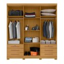Ver imagem 4 de Guarda-Roupa Casal 6 Portas 6 Gavetas Chave e Pés Floripa Marrom/Carvalho Americano