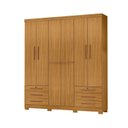 Ver imagem 2 de Guarda-Roupa Casal 6 Portas 6 Gavetas Chave e Pés Floripa Marrom/Carvalho Americano