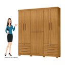 Ver imagem 5 de Guarda-Roupa Casal 6 Portas 6 Gavetas Chave e Pés Floripa Marrom/Carvalho Americano