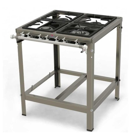 Fogão Inox 4 Queimadores (2 Bocas Simples e 2 Bocas Duplas) C/ Registro P/ Forno Pminox-402f - Prog