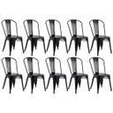 Ver imagem 2 de Kit 10 Cadeiras Tolix Fosca – Aço Industrial Preto, Estilo Retrô para Sala, Cozinha ou Escritório