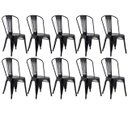 Ver imagem 2 de Kit 10 Cadeiras Tolix Fosca – Aço Industrial Preto, Estilo Retrô para Sala, Cozinha ou Escritório