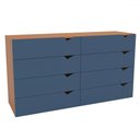 Ver imagem 2 de Cômoda Porto 8 Gavetas Freijó/azul - Politorno