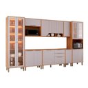Ver imagem 2 de Cozinha Modulada 8 Peças com 1 Cristaleira 3 Balcões 3 Armários Aéreo e 1 Torre Celeste Bege Cinamomo/Platina