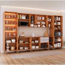 Ver imagem 4 de Cozinha Modulada 8 Peças com 1 Cristaleira 3 Balcões 3 Armários Aéreo e 1 Torre Celeste Bege Cinamomo/Platina