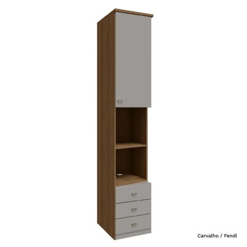Modulado Lateral 01 Porta 03 Gaveta 234cm Altura Setiba - Carvalho/fendi