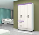 Ver imagem 3 de Guarda-Roupa Solteiro 4 Portas 2 Gavetas sem Espelho Madri Moval Branco-Branco/Rosa/Azul/Lilas Flex