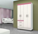 Ver imagem 4 de Guarda-Roupa Solteiro 4 Portas 2 Gavetas sem Espelho Madri Moval Branco-Branco/Rosa/Azul/Lilas Flex