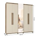 Ver imagem 3 de Guarda-Roupa Munique 5 Portas com Espelho Rv Freijó/Of White