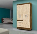Ver imagem 1 de Guarda-Roupa Solteiro 4 Portas 2 Gavetas sem Espelho Madri Moval Castanho Wood/ Avelã Wood
