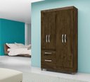 Ver imagem 1 de Guarda-Roupa Solteiro 4 Portas 2 Gavetas sem Espelho Madri Moval Castanho Wood