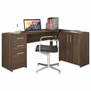 Ver imagem 4 de Escrivaninha Office Nt 2005 Canto 2 Portas e 3 Gavetas Notável Nogal Trend
