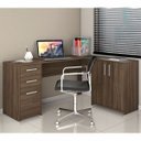 Ver imagem 1 de Escrivaninha Office Nt 2005 Canto 2 Portas e 3 Gavetas Notável Nogal Trend