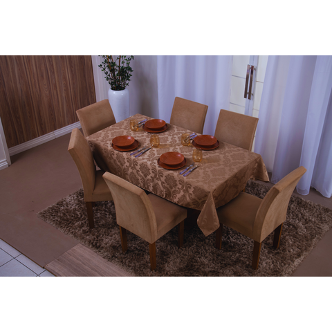 toalha de mesa retangular 6 lugares jacquard 1,35x2,00:avela