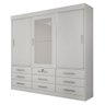 Guarda-Roupa Casal com Espelho 1,90M 3 Portas de Correr 9 Gavetas Sonare Branco Cesta - 1