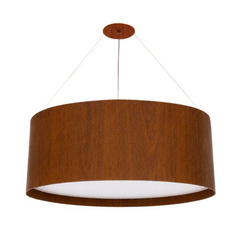 Lustre Pendente Madeira Redondo 50cm Adrilustres Mel