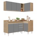 Ver imagem 1 de Armário de Cozinha Modulado de Canto Esquerdo 4 Peças Cp47 Balcão com Tampo Castanho/cinza - Lumil L