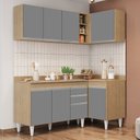 Ver imagem 2 de Armário de Cozinha Modulado de Canto Esquerdo 4 Peças Cp47 Balcão com Tampo Castanho/cinza - Lumil L