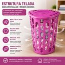 Ver imagem 3 de Cesto Organizador de Brinquedos Rosa 40 Litros Quarto Bebe Porta Treco Roupas Sujas 40L Telada Lavan