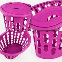 Ver imagem 4 de Cesto Organizador de Brinquedos Rosa 40 Litros Quarto Bebe Porta Treco Roupas Sujas 40L Telada Lavan