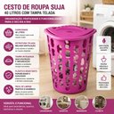 Ver imagem 6 de Cesto Organizador de Brinquedos Rosa 40 Litros Quarto Bebe Porta Treco Roupas Sujas 40L Telada Lavan